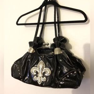 Faux patent leather Fleur De Lis hand/shoulder bag